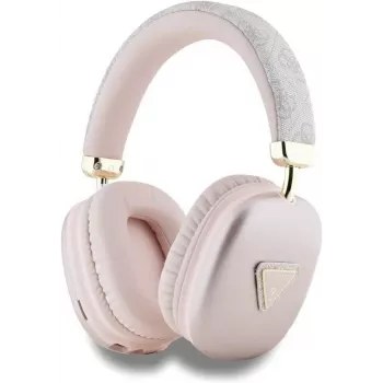 GUESS PU usnjene 4G Triangle Logo Bluetooth stereo slušalke roza