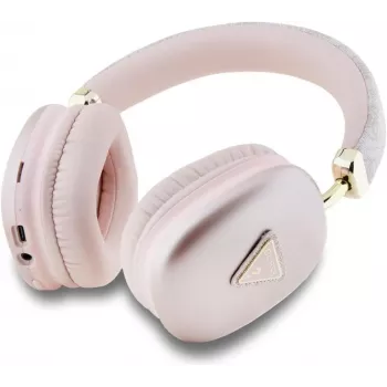GUESS PU usnjene 4G Triangle Logo Bluetooth stereo slušalke roza