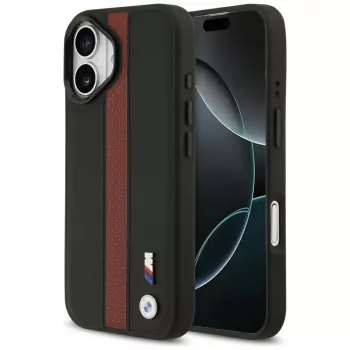 BMW M MagSafe ovitek s perforiranim logotipom s črtami za iPhone 17 – rdeč