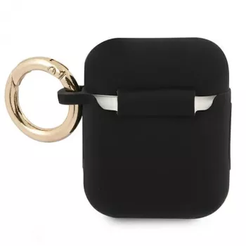 Guess GUA2SSSK ovitek za AirPods 1/2 črn silikon Vintage Script