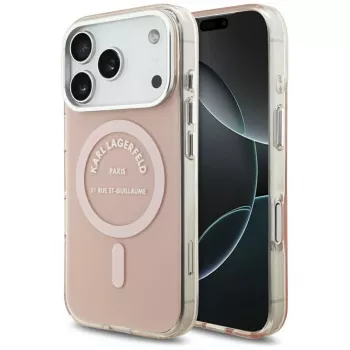 Karl Lagerfeld IML Karl RSG Logo MagSafe ovitek za iPhone 17 Pro, roza