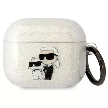 Karl Lagerfeld KLA3HNKCTGT ovitek za AirPods 3 prozoren bleščice Karl & Choupette