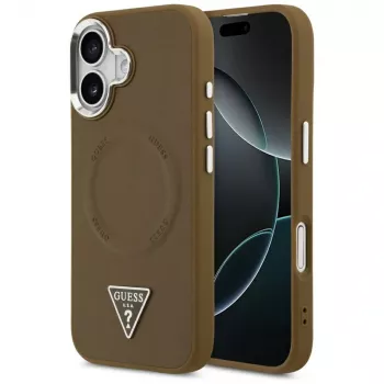 GUESS Triangle Logo MagSafe ovitek za iPhone 17 – rjav