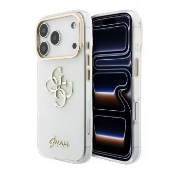 GUESS 4G Script Metal zaščitni ovitek za iPhone 18 Pro Max / 17 Pro Max – bel