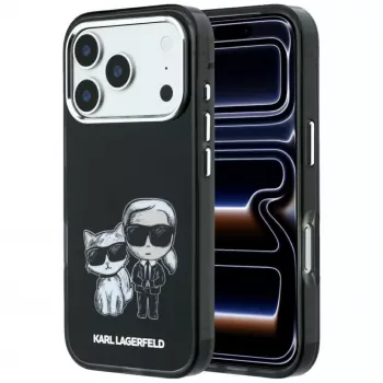Karl Lagerfeld Smooth Karl & Choupette Bodies Sketch MagSafe ovitek za iPhone 18 Pro / 17 Pro – črn