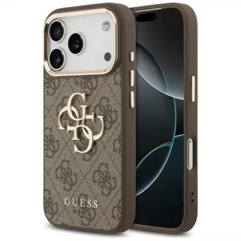 GUESS 4G Big Classic Logo ovitek za iPhone 17 Pro / 18 Pro - rjav in zlat