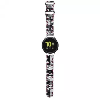 Hello Kitty univerzalni silikonski pašček za pametne ure HKUWMSDIESK Heads & Stripes črn 20mm