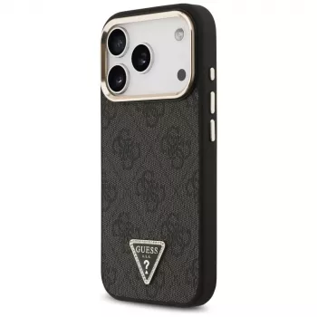 GUESS 4G Triangle Logo MagSafe ovitek za iPhone 18 Pro / 17 Pro - črn in zlat