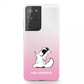Trd ovitek Karl Lagerfeld KLHCS21LCFNRCPI za S21 Ultra, roza, Choupette Fun