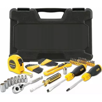 STANLEY STMT0-74864 51-delni komplet orodja z natičnimi ključi 1/4 inch in 1/2 inch, kombiniranimi ključi, v plastični kovčku