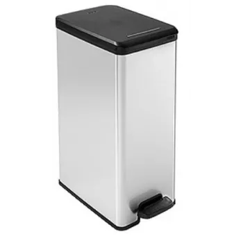 Curver Slim Bin 40L kvadratna plastična posoda črna, srebrna