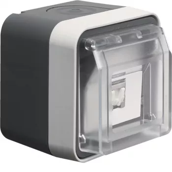 Hager WNC226 nadometni podatkovni priključek, oklopljen, Cat.6 RJ45, 8-polni, IP55, siva, 1 vrata