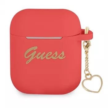GUESS GUA2LSCHSR ovitek za AirPods 1/2 rdeč silikon Charm Heart Collection