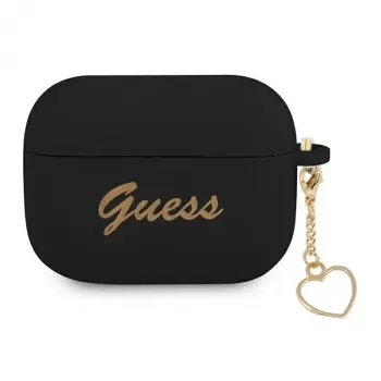 GUESS GUAPLSCHSK ovitek za AirPods Pro črn silikon Charm Heart Collection
