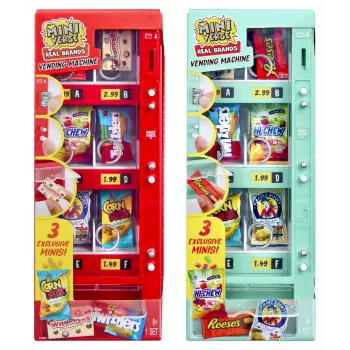MGA's Miniverse komplet za igro s prodajnim avtomatom - Make It Mini Food Diner serija 1, 4 presenetljive kapsule, interaktivni reža za kovance in dozirnik, zbirateljske mini jedi, od 8. leta