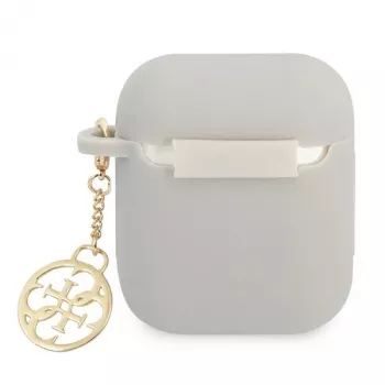 Guess GUA2LSC4EG ovitek za AirPods 1/2 siv silikon obesek 4G kolekcija