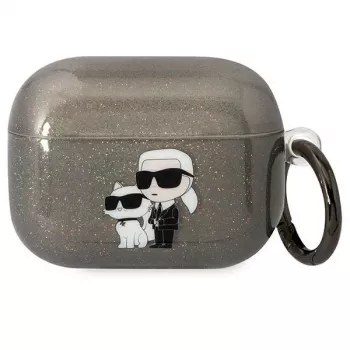 Karl Lagerfeld KLAPHNKCTGK ovitek za AirPods Pro Glitter Karl & Choupette črn