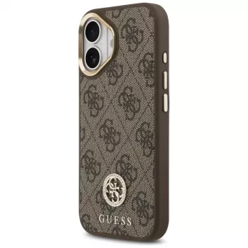 GUESS 4G Strass Logo & Big Strap Metal Buttons MagSafe ovitek za iPhone 17 - rjav