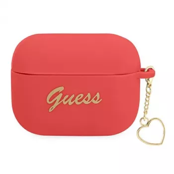 GUESS ovitek za AirPods Pro rdeč silikon Charm Heart Collection