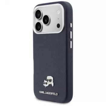 Karl Lagerfeld Karl & Choupette Head Pins Saffiano ovitek MagSafe za iPhone 17 Pro – moder