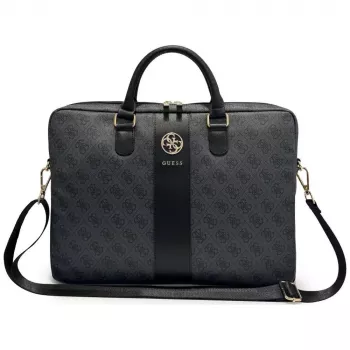 GUESS 4G Round & Classic Logos Stripe torba za prenosnik 16 inch črna
