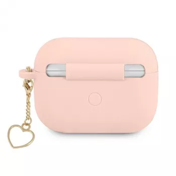 GUESS ovitek za AirPods Pro roza silikon Charm Heart Collection