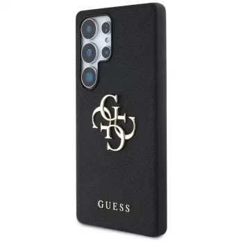 GUESS Grained Big 4G Logo Small Classic Logo ovitek za Samsung Galaxy S25 Ultra – črn