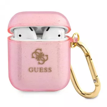 GUESS Glitter Collection zaščitni ovitek za Apple AirPods 1/2 – roza