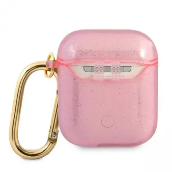 GUESS Glitter Collection zaščitni ovitek za Apple AirPods 1/2 – roza