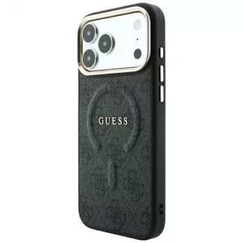 GUESS Embossed 4G Classic ovitek MagSafe za iPhone 17 Pro Max / 18 Pro Max – črn