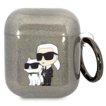 Karl Lagerfeld KLA2HNKCTGK ovitek za AirPods 1/2 črn bleščeča Karl & Choupette