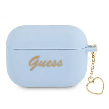 Guess GUAPLSCHSB ovitek za AirPods Pro moder silikon Charm Heart Collection