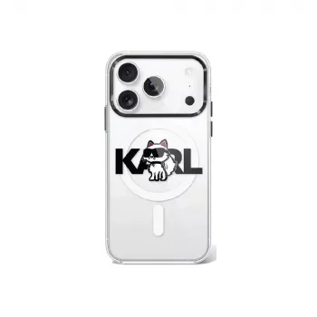 Karl Lagerfeld IML Choupette Sketch Logo ovitek MagSafe za iPhone 17 Pro – prozoren