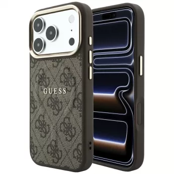 GUESS Embossed 4G Classic ovitek MagSafe za iPhone 17 Pro Max / 18 Pro Max – rjav