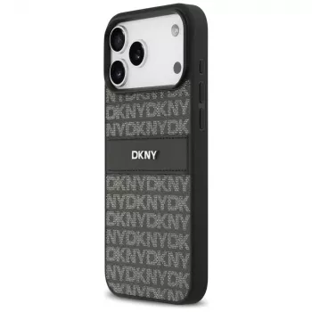 DKNY ovitek Repeat Texture Pattern s tonsko progo za iPhone 17 Pro Max – črn