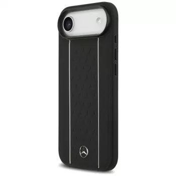 Mercedes-Benz usnjeni ovitek Star Pattern Stripes MagSafe za iPhone Air, črn