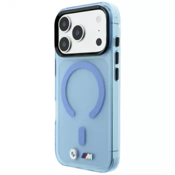 BMW M IML Frosted ovitek s kovinskim logotipom in MagSafe za iPhone 18 Pro Max / 17 Pro Max – moder