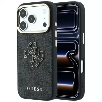 GUESS ovitek 4G & Big Resin Logo za iPhone 17 Pro Max / 18 Pro Max – črn