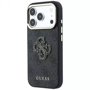 GUESS ovitek 4G & Big Resin Logo za iPhone 17 Pro Max / 18 Pro Max – črn