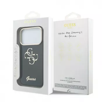 GUESS IML 4G Script Metal ovitek za iPhone 18 Pro / 17 Pro - črn