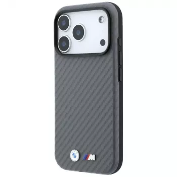 BMW M Carbon Metal Logo MagSafe ovitek za iPhone 18 Pro Max / 17 Pro Max - siv