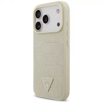 GUESS Croco Triangle Logo MagSafe ovitek za iPhone 17 Pro - zlat