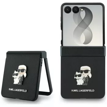 Karl Lagerfeld Karl & Choupette Saffiano Pins ovitek za Samsung Galaxy Z Flip8 - črn