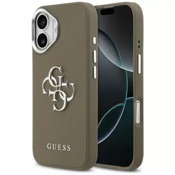 Guess Grained Big 4G Classic Logo ovitek za Apple iPhone 17 - rjav