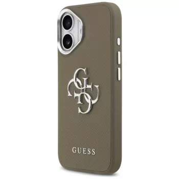 Guess Grained Big 4G Classic Logo ovitek za Apple iPhone 17 - rjav