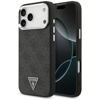 GUESS 4G Triangle Logo MagSafe ovitek za iPhone 18 Pro Max / 17 Pro Max - črn in srebrn