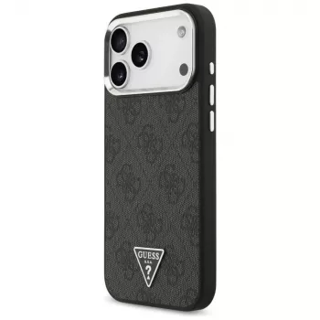 GUESS 4G Triangle Logo MagSafe ovitek za iPhone 18 Pro Max / 17 Pro Max - črn in srebrn