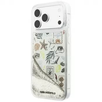 Karl Lagerfeld Liquid Glitter Beach & Sand ovitek za iPhone 18 Pro Max / 17 Pro Max – bež