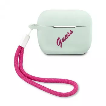 GUESS Vintage silikonski ovitek za AirPods Pro - moder fuksija