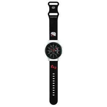 Hello Kitty silikonski pašček z glavo Kitty za pametne ure, 22 mm, črn